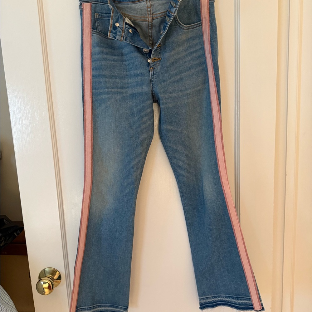 Women's Blue Jeans with Pink Stripes